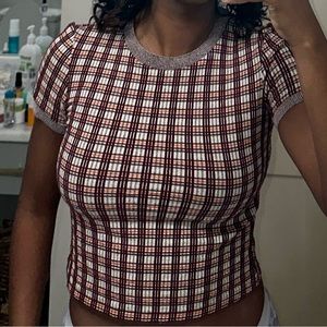 Zara Trafaluc Plaid Crop Top Size S
